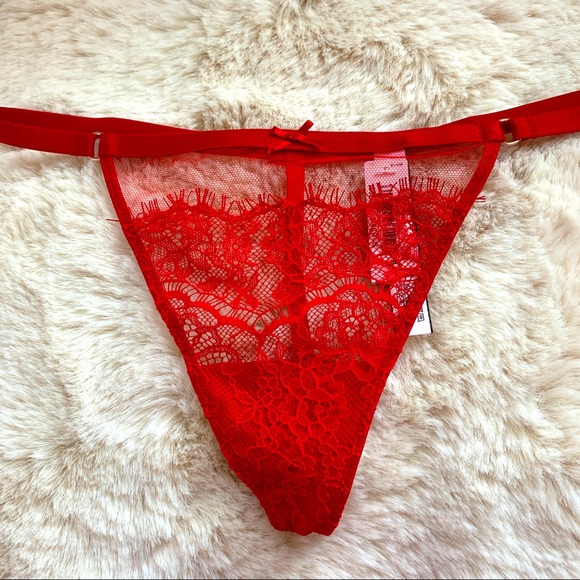 Victoria's Secret Love V-String Very Sexy Thong Panty Lace Mesh Underwear - Picture 3 of 4